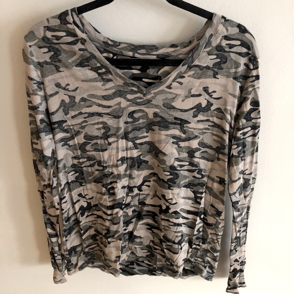 Camo Long Sleeve V-Neck